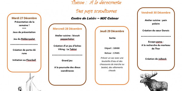 Programme du Centre de Loisirs Vacances de Noël 2022